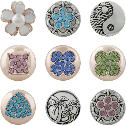 Rhinestone Flower 20mm Metal snap button jewelry DIY bracelet KD1057