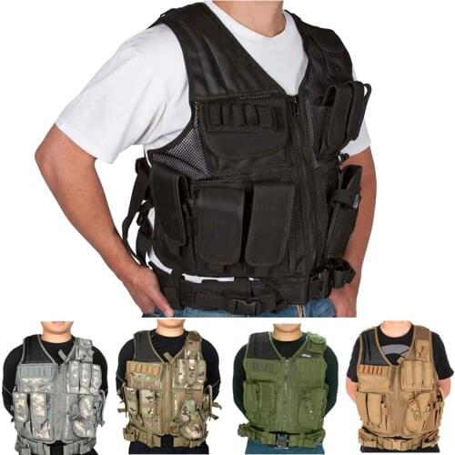 Tactical Vest Military Airsoft Vest Adjustable Breathable Combat Training Vest for Outdoor Hunting CS War Game Vest