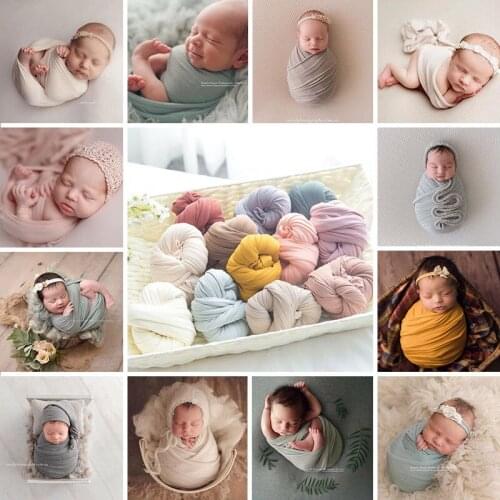 YUXIC Solid Color Stretch Baby Photography Props Blanket Wraps Soft Infant Newborn Photo Swaddle Wraps Cloth Accessories