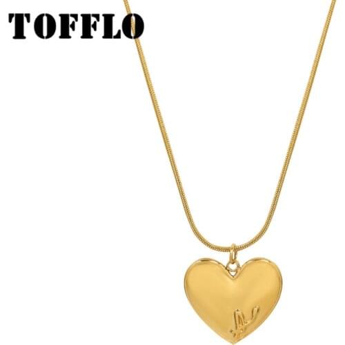 TOFFLO Stainless Steel Jewelry Peach Heart Love Pendant Necklace Womens Sweet Clavicle Chain BSP1087