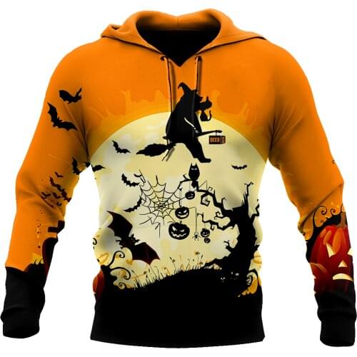 Beautiful Hoodie 3D All Over Printed Halloween Bear Witch Sweatshirt For Women For Men Autumn Casual Pullover Zipper Streetwear