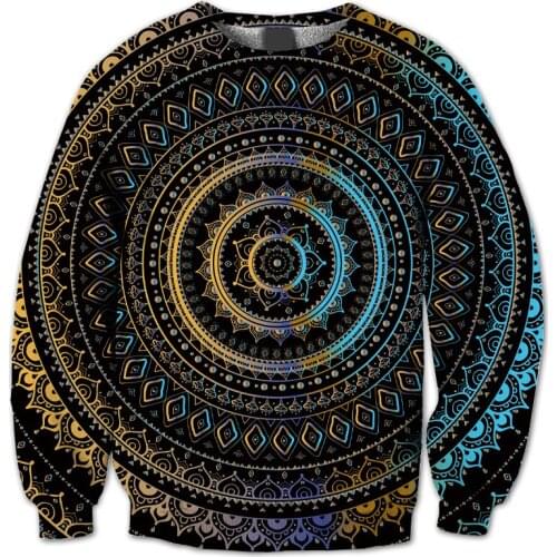 REAL American US SIZE Mandala Sublimation Print Plus Size Crew Neck Sweatshirt