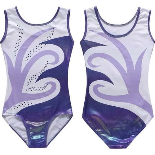 Children Girls Breathable Diamante Sleeveless Ballet Practice Dance Gymnastics Bright Color Leotard