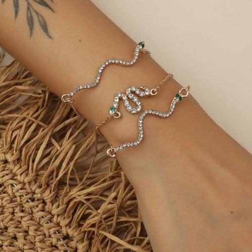 U-Magical Unique Design Gold Color Metallic CZ Zirconia Snake Shape Charm Bangles for Women Fashion Rhinestone Bangles Jewelry