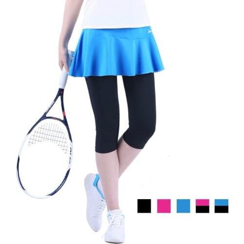 Womens Autumn Tennis Skirt Calf-Length Pants Badminton Skort Sports Skirts for Girls with Safety Pants