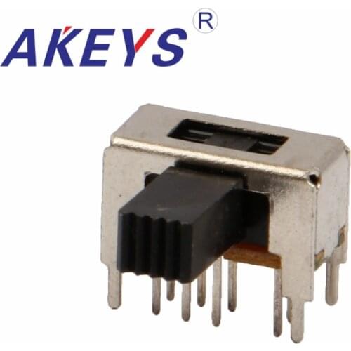 10PCS SK-23D09 2P3T Double pole three throw slide switch side insert 8 pin with 4 fixed pin step slide switch
