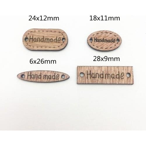 100pcs Brown Wooden Rectangle Oval Square Handmade Connectors Tags Embellishments DIY Crafts Wedding Decorations Button