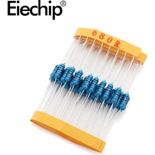 100pcs/lot 0.5W 1 ohm 1% Metal film resistor 1/2W resistance 680R Electronic resistors