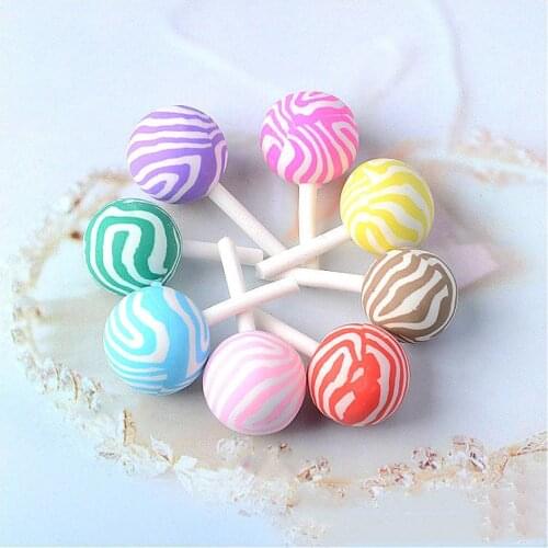 4pcs Polymer Clay Artificial Lollipop Simulation Food Rainbow Candy DIY Parts Clay Crafts For Chirdrens Day Party Decoration