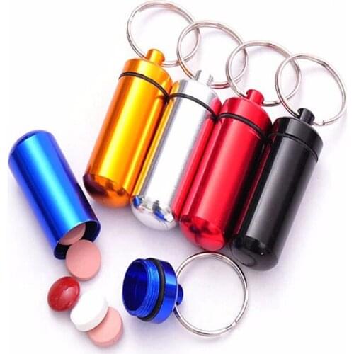 400 pcs/lot Aluminum Medicine Pill Box Case Storage Drug Organizer Keychain Tablet Sundry Container Holder