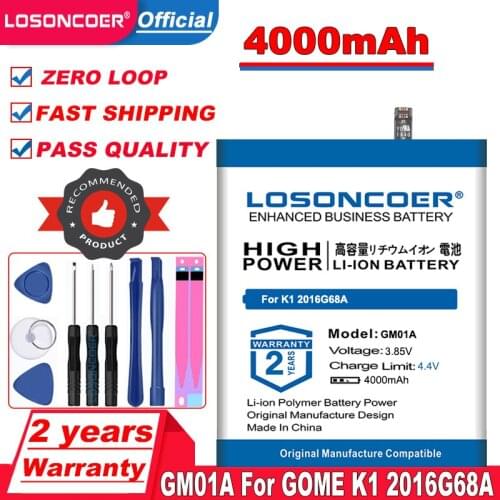 Top Brand 100% New 4000mAh GM01A Battery for GOME K1 2016G68A Batteries