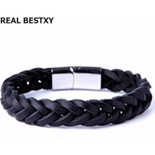 5pcs/lot Bracelet Bangle Stainless Steel Clasp real leather bracelets braided leather bracelet genuine leather bracelets