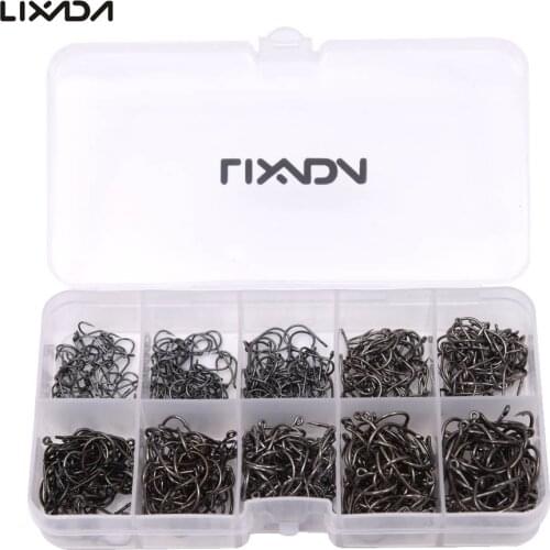 Lixada 600Pcs Fishing Hooks Kit Barb Jig Hook With/Without Hole 3#-12# 10 Size Carbon Steel Fishhook Set Carp Fishing Tackle Box