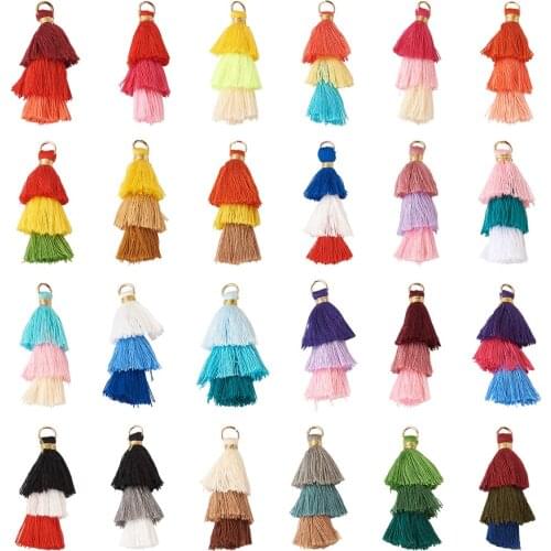 96pcs Polyester Cotton Tassel Pendants Decoration Three Tone Color Tassel Pendant for Keychain Earrings Jewelry Making Craft DIY