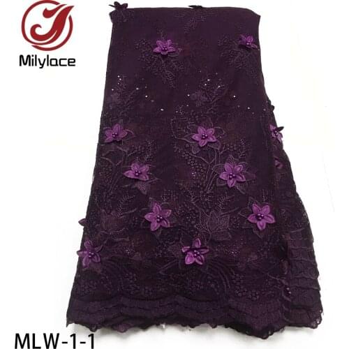 African Net Lace Fabric 2020 Embroidered Nigerian Laces Fabric High Quality 3D Flower Tulle Lace Fabric for Women MLW-1