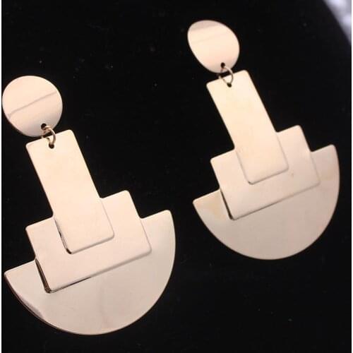 Big Drop Earrings for Women Fashion Statement Jewelry Gold Dangle Irregular Metal Geometric Earrings Korean Wedding Brincos 2019