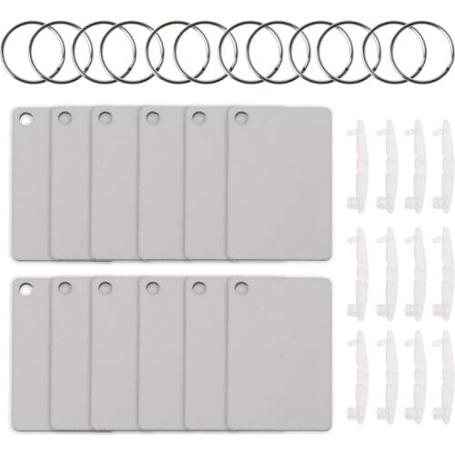 83XC 12Pc DIY Sublimation Wooden Hard Board Key Rings Double Printable White Blank MDF Key Chain Heat Transfer Jewelry Making