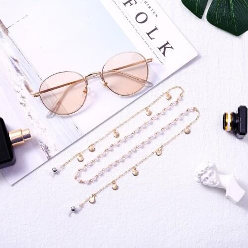 70cm Starfish Shell Glasses Chains Pearls Rhinestones Eyeglass Cord Holder Lanyard Necklace Sunglasses Beaded Neck Strap Rope