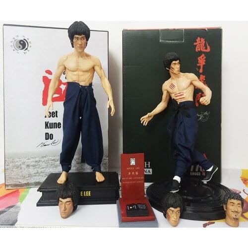Bruce Lee Action Figure Dragon Tiger Fighting Three-headed Real Clothes The Return of the Grand Master 30cm 12inch