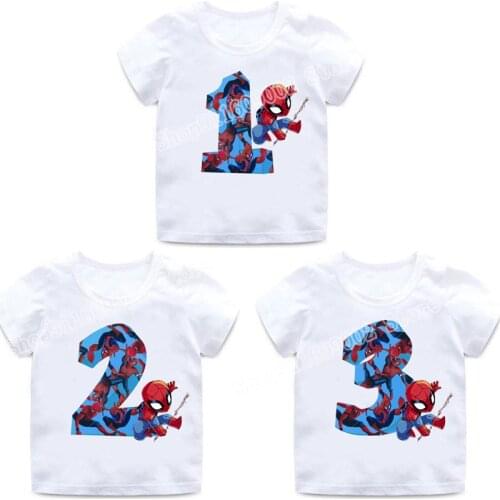 Marvel Spiderman T-shirt Childrens Clothing for Girls Kids Clothes Graphic Tees Streetwear Boys Top Aesthetic Digital Birthday