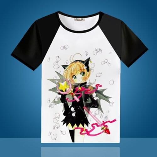 Card Captor Cosplay T-shirt KINOMOTO SAKURA Anime cosplay T-Shirt Summer dogs Student Tees