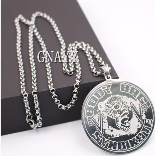 GNAYY Jewelry Rock Hip-Hip Stainless Steel ICP Crazy clown Large round pendant necklace rolo chain 24