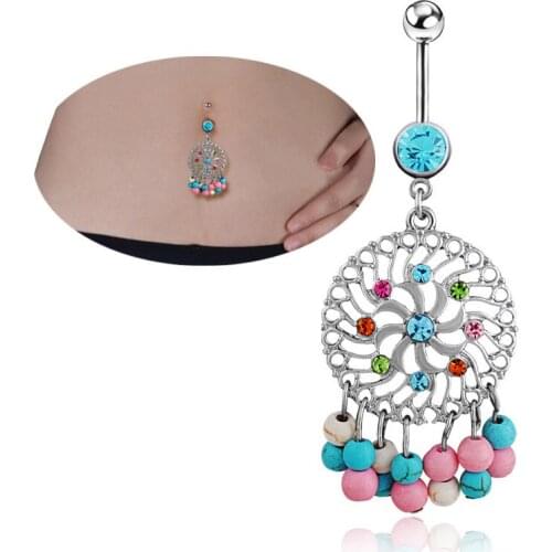 Hot Nature Green Stone Austria Stone Belly Button Rings Body Piercing Nombril Navel Ring Pircin Dreamer Navel Piercing Ombligo