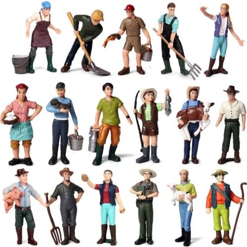 Simulation Action toys Figures Farm models Farmer worker Figurines Breeder Staff Doll Veterinary Model educational Kids toys