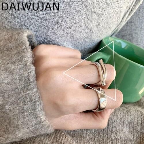 Retro 925 Sterling Silver Irregular Geometric Rings Creative Glossy Width Thai Silver Rings For Women Men Party Accessories