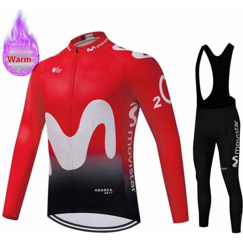 Movistar Cycling Jersey Set 2022 Team Long Sleeve Clothes Men Winter Cycling Clothing Thermal Fleece Ropa Ciclismo Hombre Warm