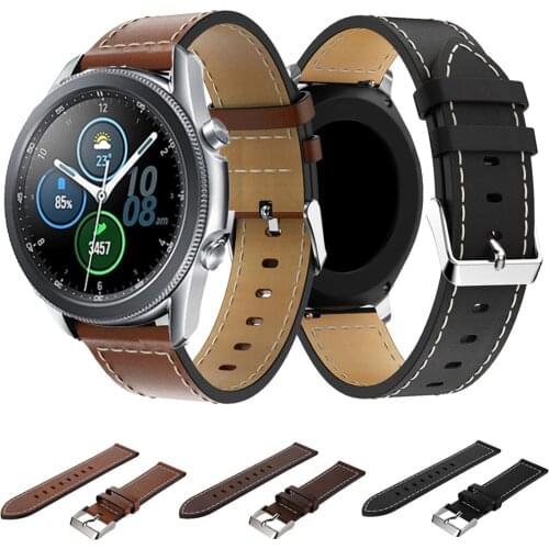 Leather Watchband For Samsung galaxy watch 3 45mm Strap Band 22mm Bracelet galaxy watch 46mm Wristband for Amazfit GTR 47MM