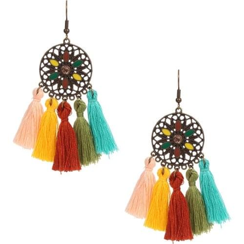 Colorful Tassel Earrings Silk Fabric Drop Dangle Earrings For Women