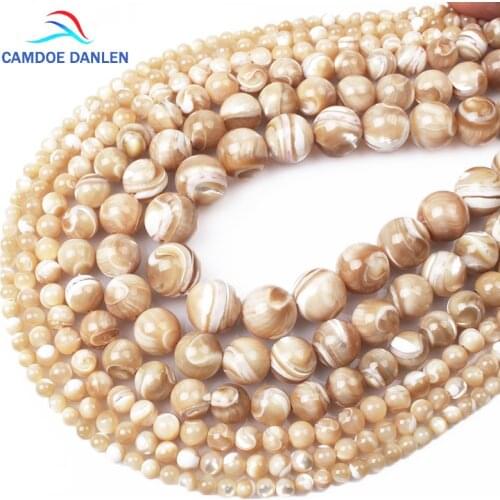 CAMDOE DANLEN Natural Brown Trochus Shell Beads Sea Shell 4 5 6 8 10 12mm Round Bead DIY Charm Beads For Women jewelry Making