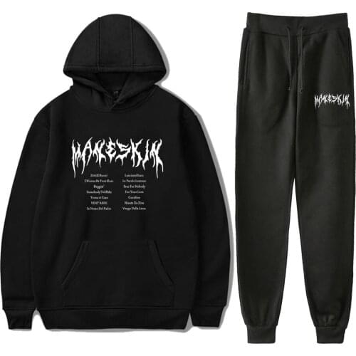 Maneskin Merch Hoodies Set Men Women Hoodies Pants Two-Piece Sweatshirt Suit Maneskin