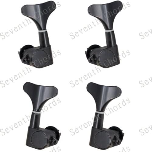 A Set of 4 Pcs Fish tail Buttons String Tuning Pegs Tuners Machine Heads for 4 String Bass Replacement - Black
