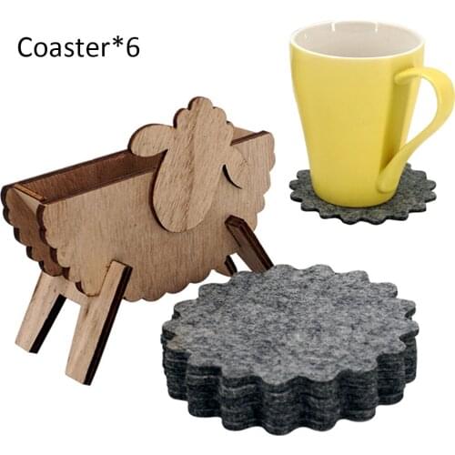 New Sheep Shape Anti Slip Cup Pads Coasters Insulated Round Felt Cup Mats Japan Style Creative Home Office Decor Art Crafts Gift