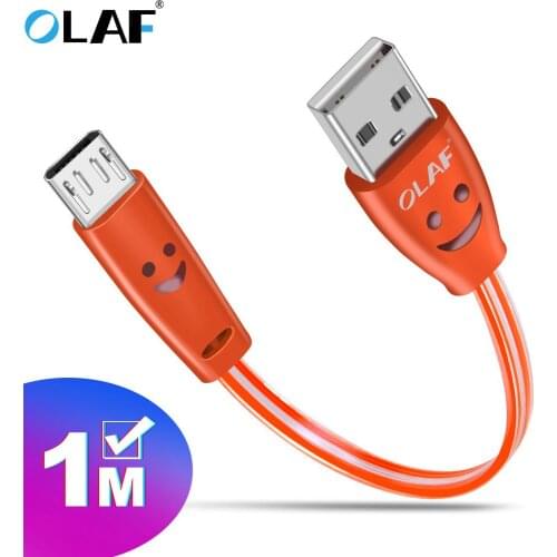 OLAF 1M Smile Micro USB Cable Light Noodle Flat Data Sync Micro Usb Charger Cord for Samsung s7 Huawei HTC Xiaomi Microusb Cable