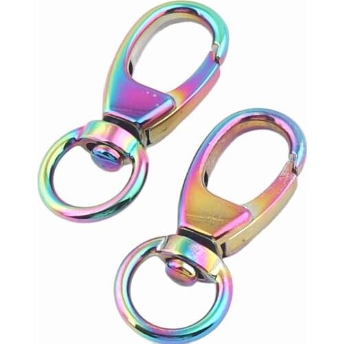 Rainbow Swivel Clasps Snap Hook Lobster Clasp Key-chain Base Parrot Claw strap Webbing Clip 6 pcs