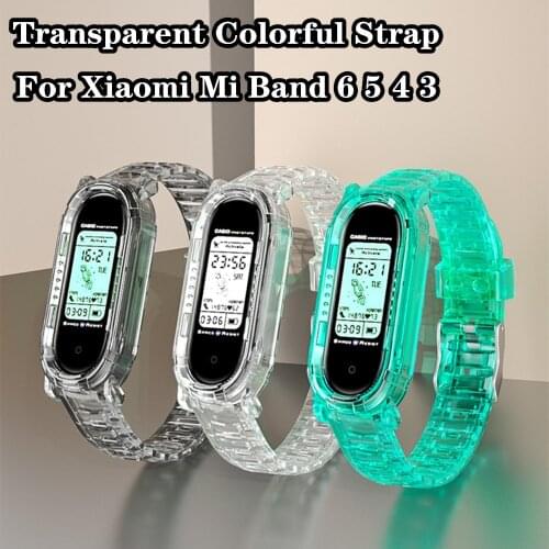 Strap For Xiaomi Mi Band 6 5 4 3 Transparent Color Replacement Bracelet For Xiaomi Mi MiBand 6 5 Mi5 Mi6 Band6 Band5 Wristband