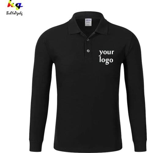 Custom logo long sleeve polo shirt printing logo picture text team name men and women casual top