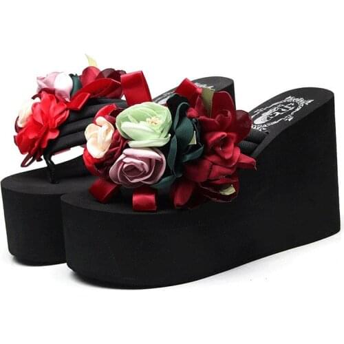 Flower Slides Women Shoes Woman Fashion High Quality Wedge Slippers Designers Sexy High Heels Mules