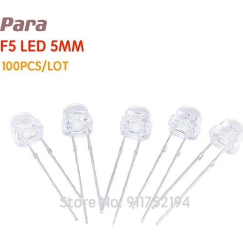 100PCS/LOT Straw Hat 5mm LED F5 Transparent White light-emitting diode Super Bright