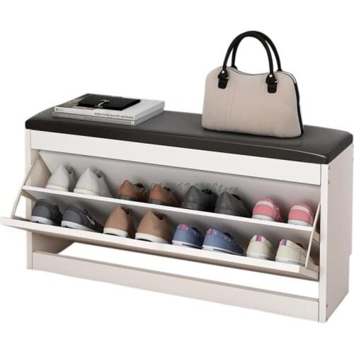 Shoe Changing Stool Simple Modern Economy Tipping Bucket Large Capacity Soft Bag Cushion Shoe Cabinet Household Entrance Bench