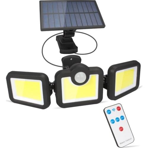 Solar LED Motion Sensor Lights 171COB Outdoor Wall Security Lamp 3 Modes Waterproof Adjustable Head Garden Lighting with Remote