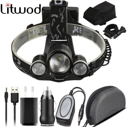 Bicycle Light Led Head Flashlight Lamp Headlamp Headlight for Riding Usb Chargeable 18650 Battery Power Ban Function Waterproof