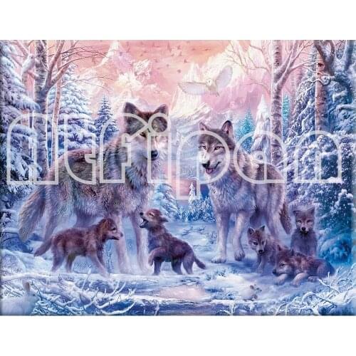Cross Stitch Embroidery Wolf Animal Cotton Thread Diamond Painting DIY Needlework Kits Mosaic Winter Home Decoration