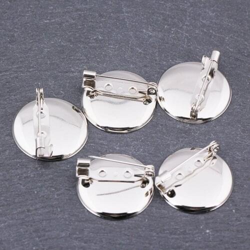 10PCS/Lot 20/25/30MM Blank Silver Brooch Clip Base Iron Round Bezel Tray Pins Brooch Settings DIY Jewelry Accessories Making