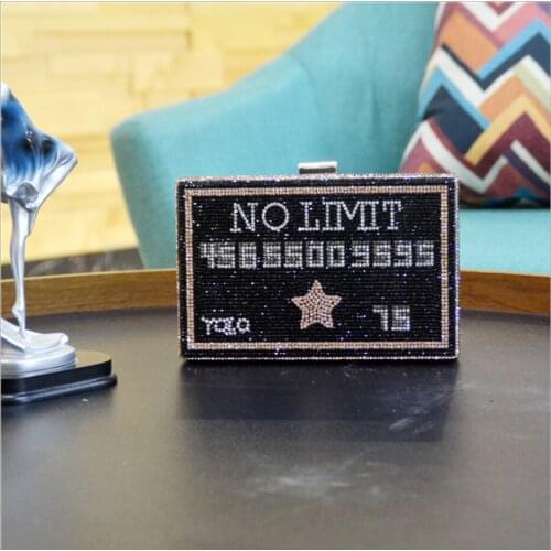 Lady Wedding Bridal Black/Blue/White/Pink Color Rhinestones Clutch Bag Women Evening Bags Chain Shoulder Messenger Day Clutch