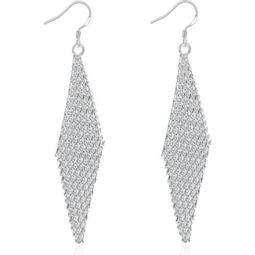 925 Sterling Silver Mesh Ladder Mesh Geometric Stud Earrings Earrings Ladies Fashion OL High Quality Wedding Party Jewelry