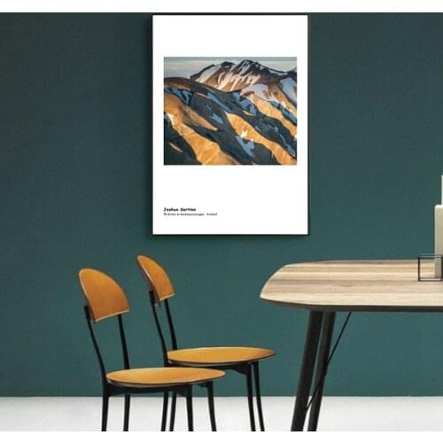 Snow Mountain Golden Abstract Canvas Painting Leeland Joshua Sortino Poster Print Decor Wall Art Canvas Painting Landmannalaugar